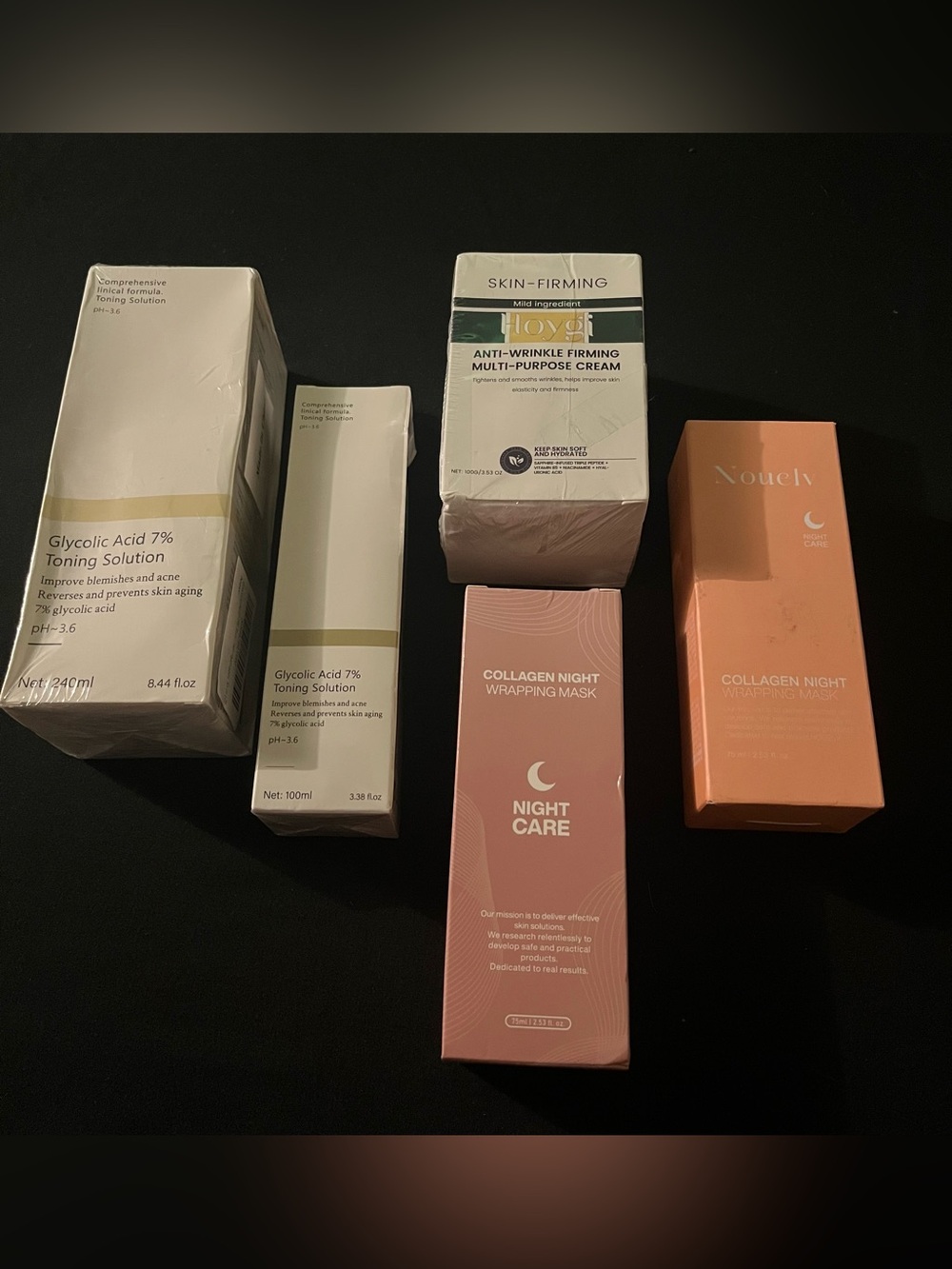 Skincare Bundle - Glycolic Acid 7% Toning Solutions, Collagen Masks & Hoygi